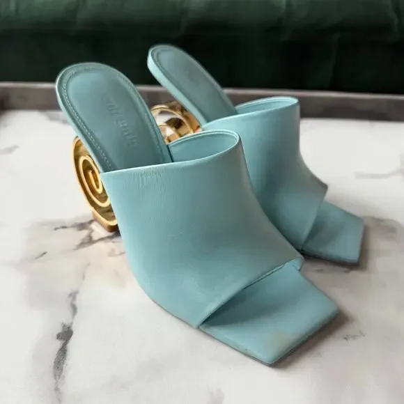 Cult Gaia Ira Light Blue Sculptural Spiral Heel Sandals Size 36.5 - Picture 2 of 10